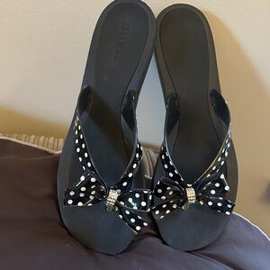 GUESS Black and White Polka Dot Sandals